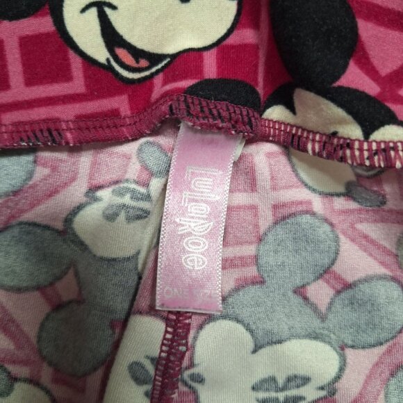 Lularoe Disney Leggings Mickey Mouse Pink One Size Standard Womens Soft Pink - Picture 4 of 5